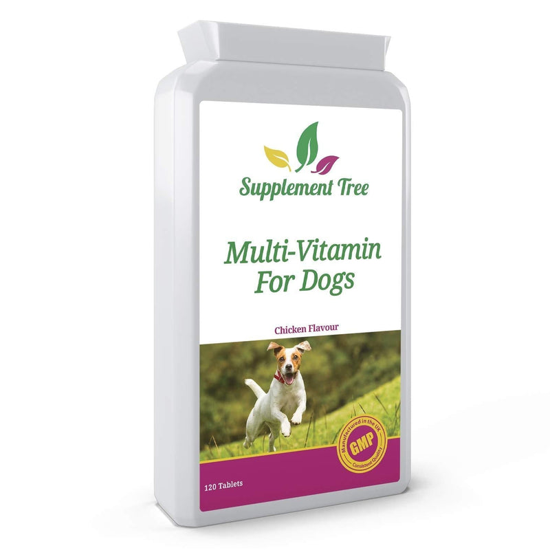 Daily Multivitamins for Dogs 120 Chewable Chicken Flavour Tablets | 24 Essential Vitamins & Minerals | Support Healthy Heart Brain Hips Joints Bones Teeth Skin & Coat | For Young or Senior Pets - PawsPlanet Australia