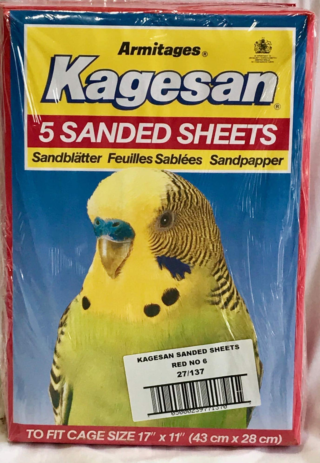 Armitage KAGESAN BIRD SANDED SHEETS - SANDPAPER - (MADE 12 X 5 PACKS - PawsPlanet Australia