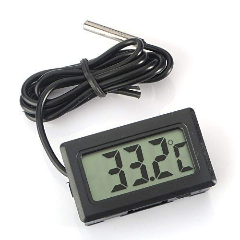 Eidyer Digital LCD Thermometer Temperature Monitor with External Waterproof Probe for Refrigerator Aquarium, Aquarium Refrigerator Fishtank Water Temperature Thermodetector -Black, 4.8cm×2.8cm×1.5cm - PawsPlanet Australia