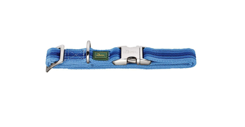 HUNTER DAVAO ALU-STRONG Collar for Dogs, Nylon, Aluminium Buckle, Stripes, M, Blue - PawsPlanet Australia