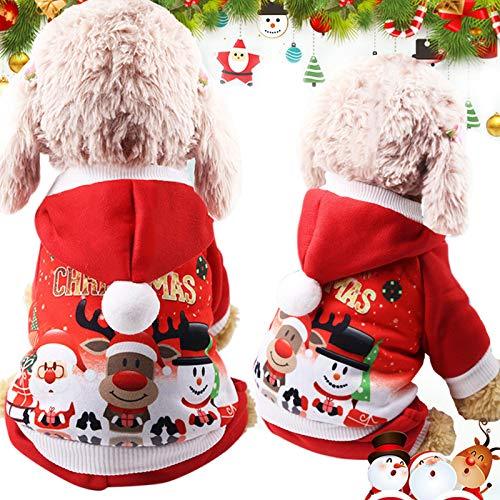 Idepet Dog Cat Hoodie Christmas Pet Warm Autumn Winter Coat Cotton Dog Clothes With Button Outdoor Pullover Dog Jumpsuit for Small Dogs Puppy Schnauzer Teddy Poodle Chihuahua M - PawsPlanet Australia