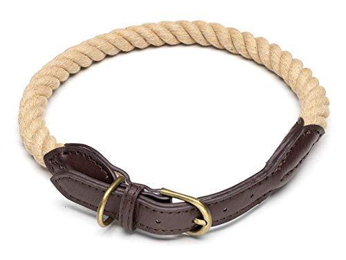Bymia Strong Rope Dog Collar large dogs Training Collars Soft Genuine Leather - HandMade - 60cm - PawsPlanet Australia