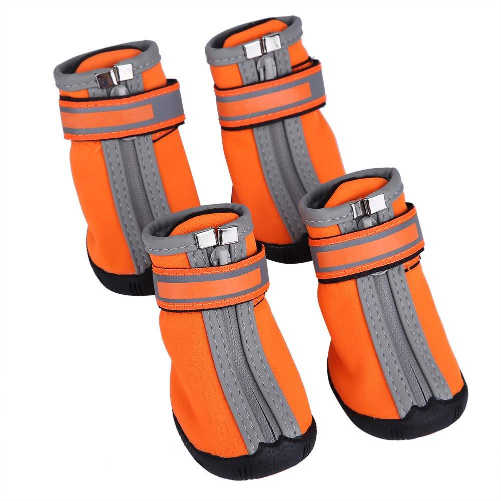 Fdit Pet Dog Waterproof Shoes Puppy Anti-Slip Warm Protective Booties On Winter Snow Cold Weather Keep Warm Hiking Walking Outdoor 4pcs Orange(NO. 3) - PawsPlanet Australia