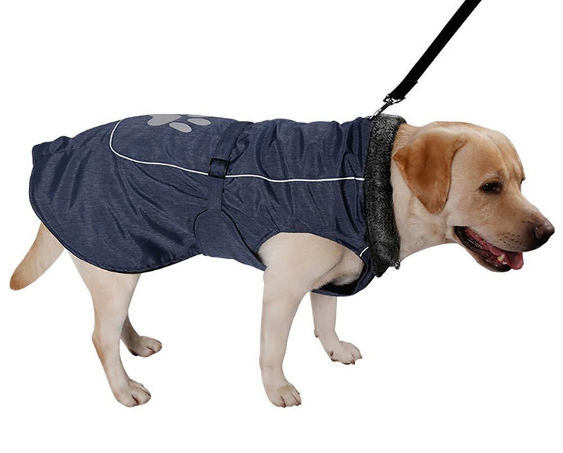 Morezi Dog Pet Cat Winter Warm Coat Jacket Waterproof Clothes Faux Fur Collar for Small Medium Large Dogs - Blue - S - PawsPlanet Australia
