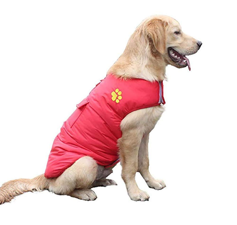 Morezi Winter Waterproof Dog Vest Coats Fleece Dog Jackets,Warm Reversible Outwear for Small Medium Large Dogs Cats - Red - L - PawsPlanet Australia