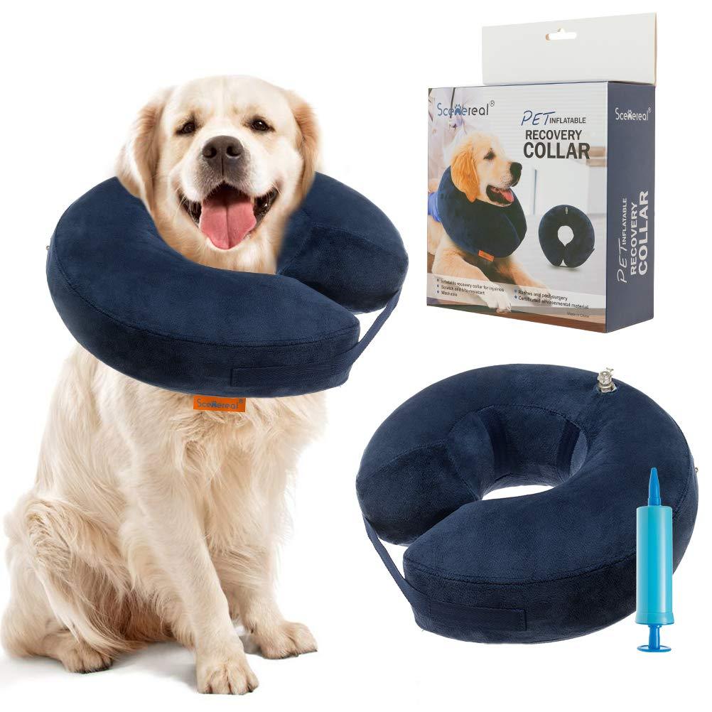 Scenereal Dog Inflatable Recovery Collar - E-Collar Cone Prevent Pets from Rashes Wounds Biting and Injuries,Large - PawsPlanet Australia