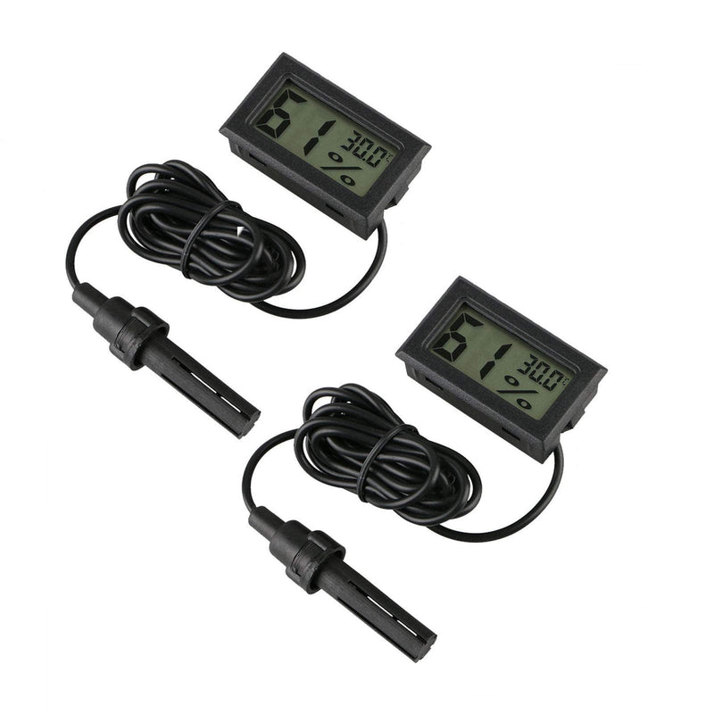 Digital Thermometer Hygrometer,INRIGOROUS Pack of 2 Hygrometer Thermometer Mini Probe Thermometers Temperature Humidity Gauge Meter for Reptile Incubator Aquarium Poultry Office Living Room (2 Pack) 2 Pack - PawsPlanet Australia