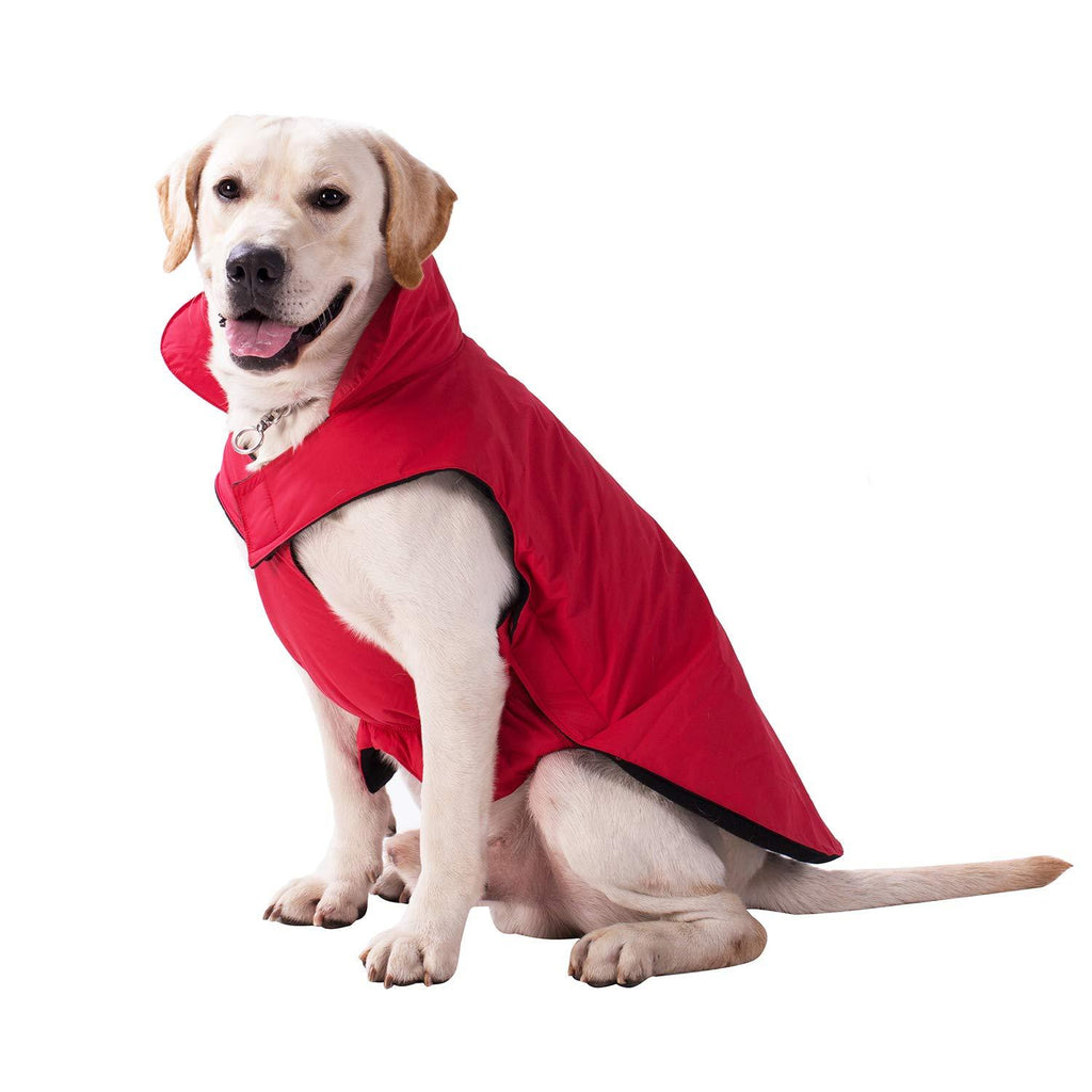 Pro Plums Dog Winter Jacket,Cozy Cotton Waterproof Dog Coat for Cold Weather with Furry Hole Design Collar for Small Medium Large Dogs (S, Red) - PawsPlanet Australia