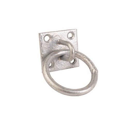 Perry Equestrian Coloured Tie Ring on 50mm Plate Stable Horse Pony Tie Up Ring (Galvanised) Galvanised - PawsPlanet Australia