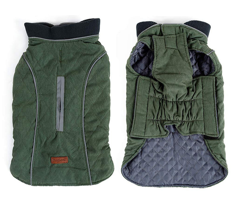 Tineer Pet Jacket Dog Clothes Winter Warmer Quilted Dog Coat Winter Pet Jacket Vest Retro Cozy Warm Pet Outfit Clothes (XS, Green) XS - PawsPlanet Australia