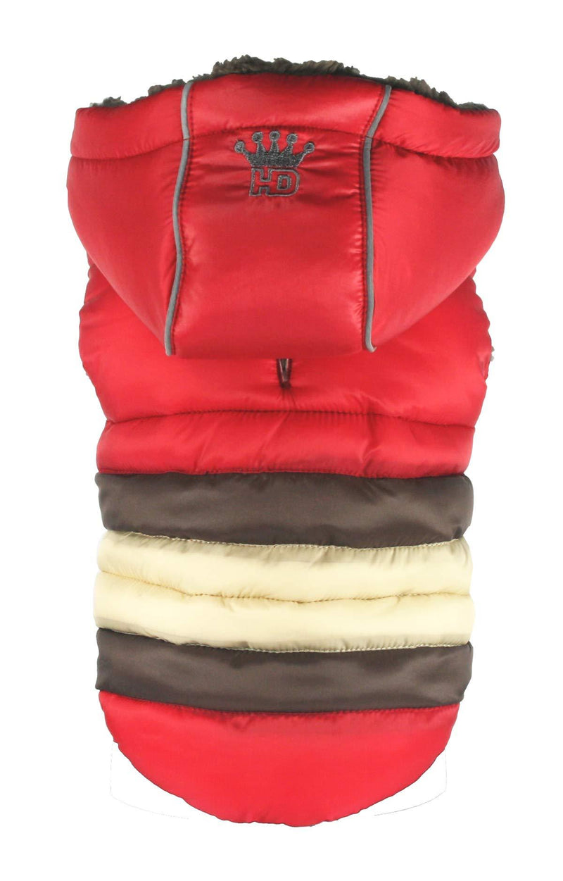 Hip Doggie HD-5STRD-L Soft Stripe Puffer Coat Red L - PawsPlanet Australia