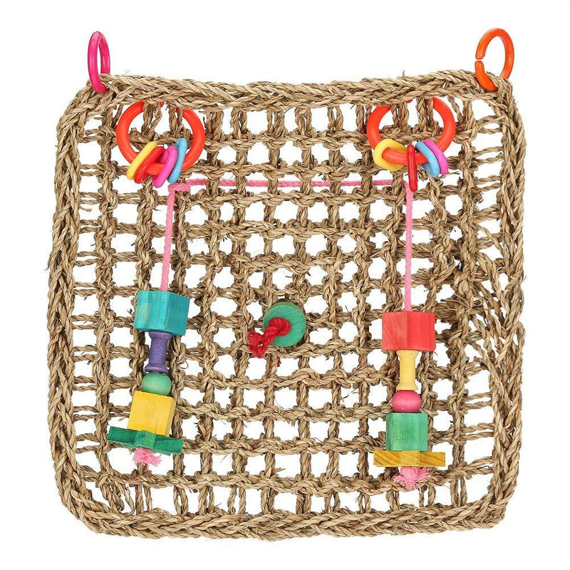 Fdit Parrot Seagrass Woven Climbing Net Toys Multipurpose Hanging Hook Bird Chew Toy Mat for Pet Exercise Beak Playing Swing - PawsPlanet Australia