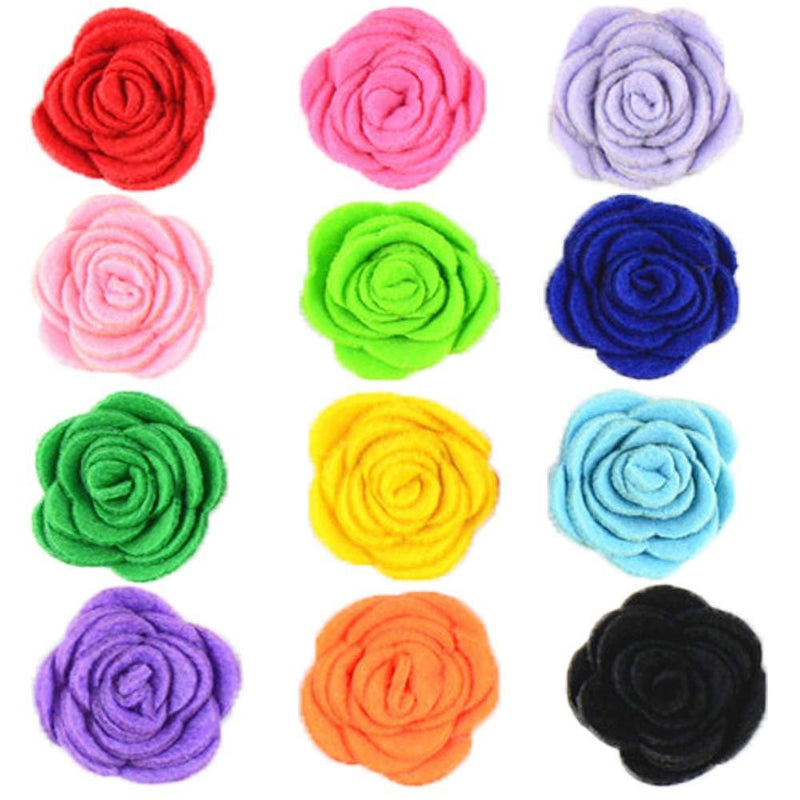 [Australia] - JpGdn 12pcs 1.6" Rose Small Dogs Collar Bows Flowers for Doggy Cats Wedding Birthday Party Collars Decor Sliding Accessories 