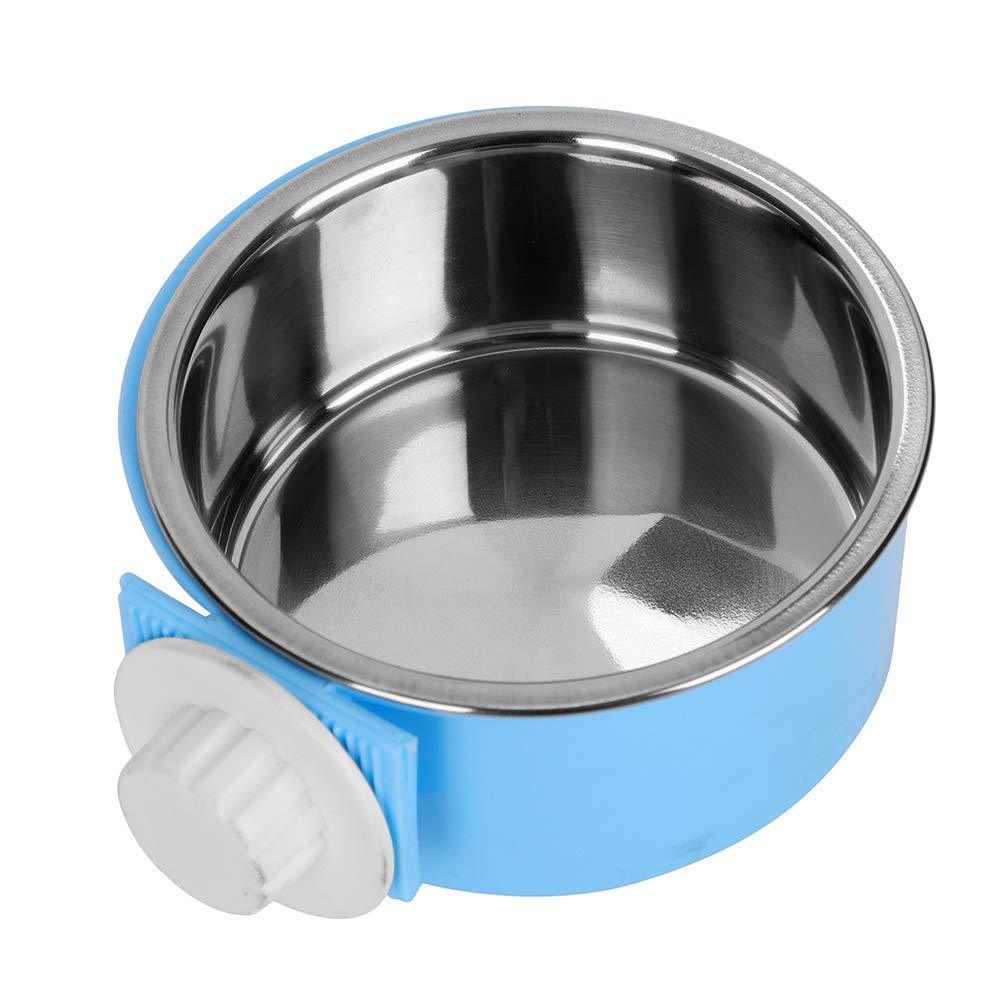 ITODA 2 in 1 Pet Hanging Bowl Removable Stainless Steel Food Water Bowl Dog Cage Crate Feeder with Bolt Holder for Dog Cat Bird Rabbit Hamster Ferret Small Animals Blue - PawsPlanet Australia