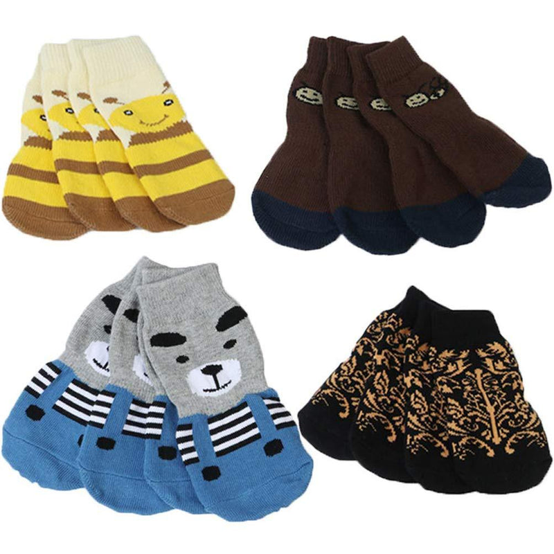 LifeWheel Traction Control Cat Dog Socks Indoor Rubber Nonskid Paw Protector Cotton Socks Random Color 4XL 8 Pieces/Package (Random Color) - PawsPlanet Australia