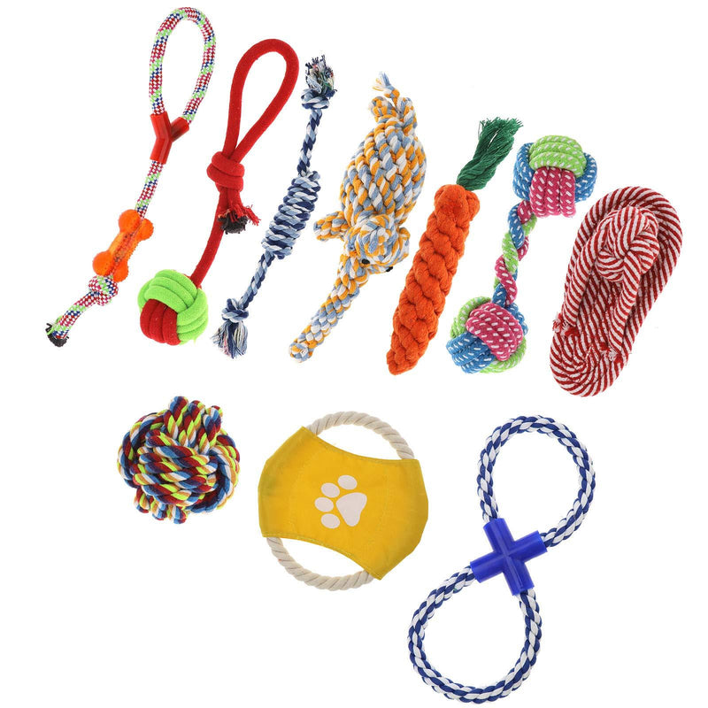 ENET 10pcs Dog Rope Toys Tough Strong Chew Knot Teddy Pet Puppy Bear Cotton Toy Gift - PawsPlanet Australia