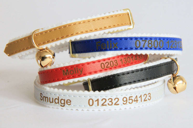 Personalised Custom Cat Kitten Collar | Design Your Unique Pet ID Tag | Laser Engraved (Black) Black - PawsPlanet Australia