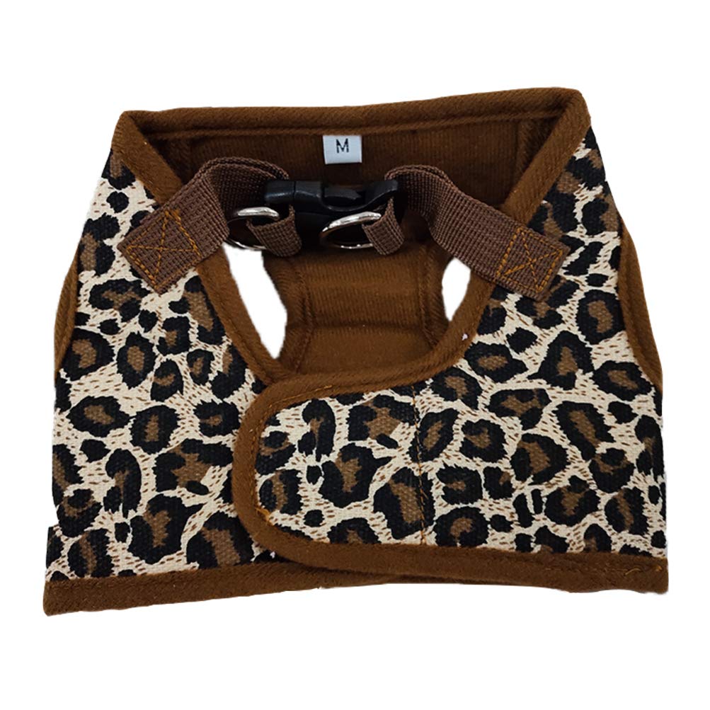 POPETPOP Pet Dog Canvas Chest Harness Vest - Size M (Leopard Print) - PawsPlanet Australia