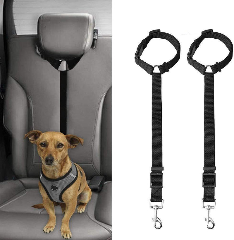 Jinkesi 2Pcs Dog Seat Belt, Adjustable Dog Safety Harness Dog Safety Leash Leads for Travel Daily Use (Black) - PawsPlanet Australia