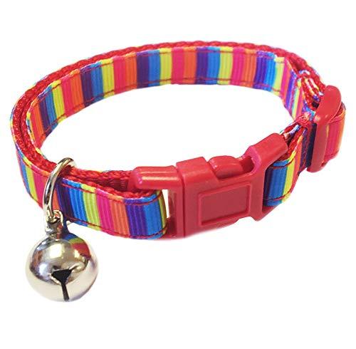 Spoilt Rotten Pets Rainbow Pride Striped UK Made Cat Collar Safety Buckle & Bell - PawsPlanet Australia