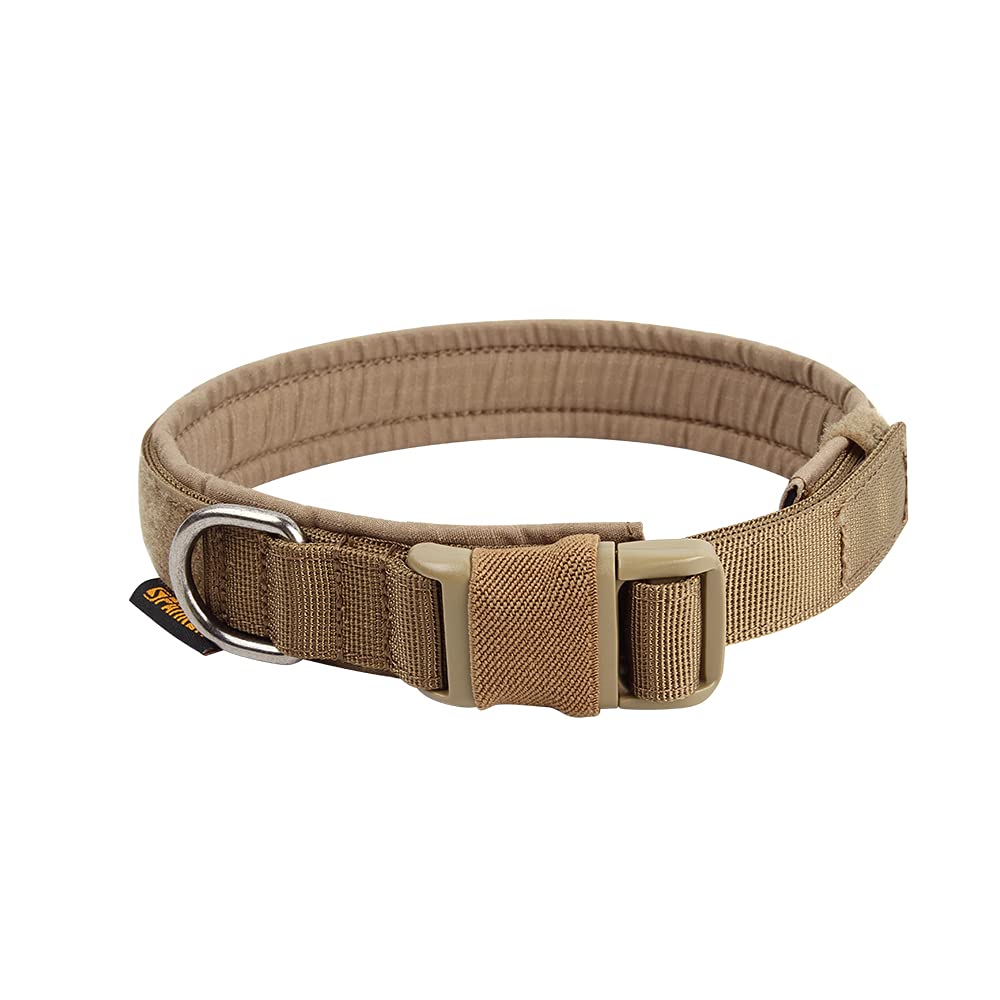 EXCELLENT ELITE SPANKER Tactical Dog Collar Military Training Nylon Adjustable Dog Collar for Small dog(Coyote Brown-S) S COB - PawsPlanet Australia