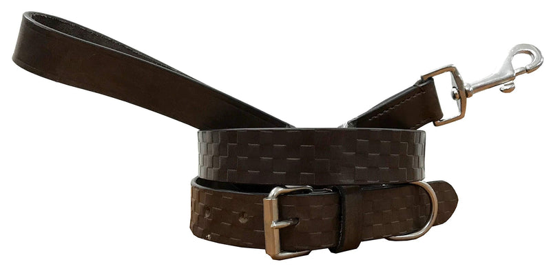 BRADLEY CROMPTON Genuine Leather Matching Pair Dog Collar and Lead Set M 14-18 Inches Brown - PawsPlanet Australia