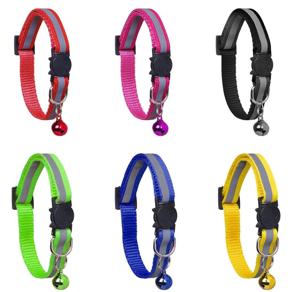 YHmall 6 Pack Reflective Cat Collars with Bells and Safety Release Cat Collars Adjustable 19-32cm - PawsPlanet Australia