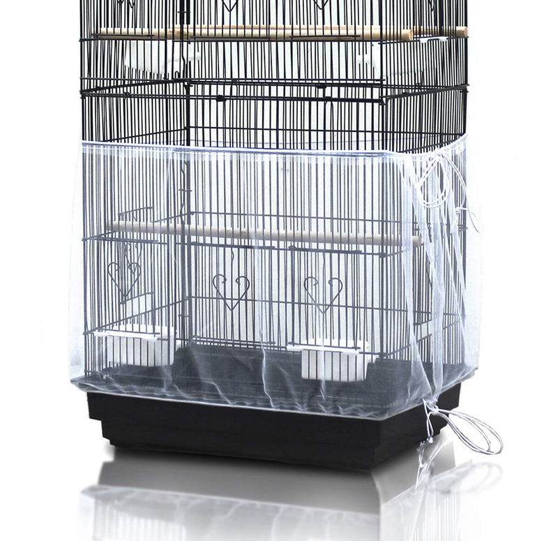 ASOCEA Universal Birdcage Cover Seed Catcher Nylon Mesh Parrot Cage Skirt- White (Not Include Birdcage) - PawsPlanet Australia