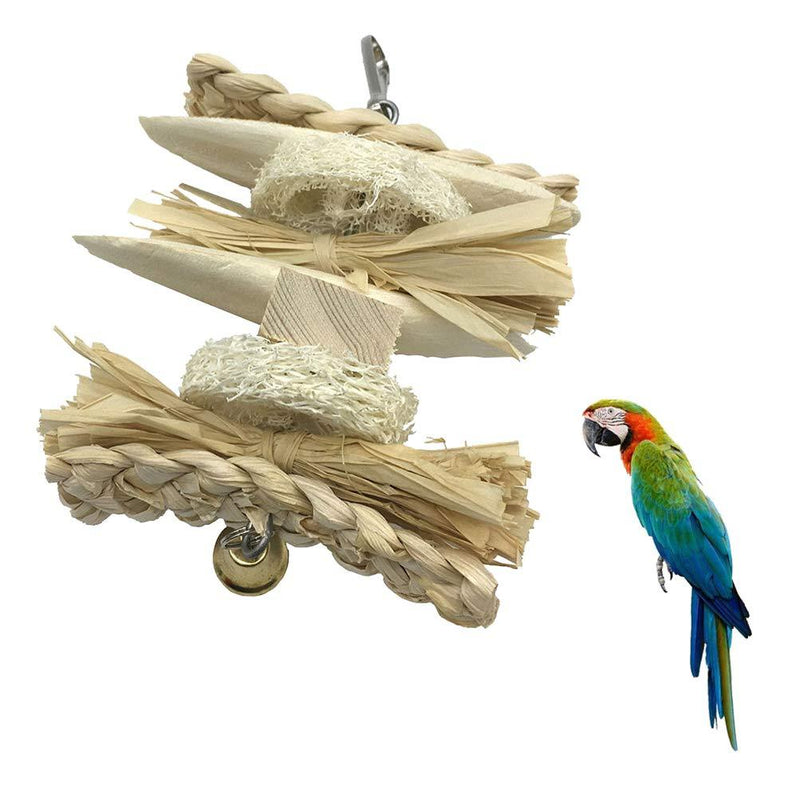 ZHER-LU Parrot Toys Loofah Cuttlebone Grass Chew Toy for Parrot Macaw African Grey Budgie Cockatoo Pet Parrot Supplies Bell Toy (Golden bell) Golden bell - PawsPlanet Australia