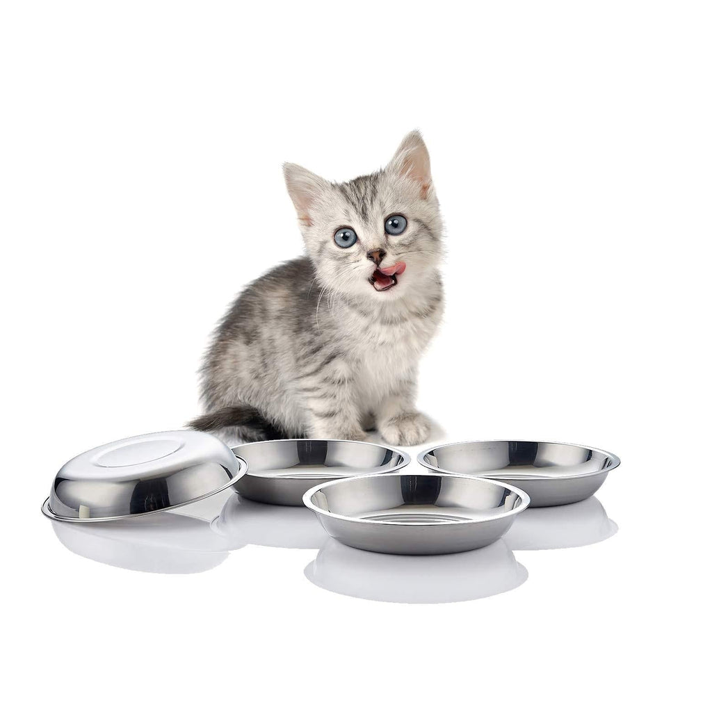 VENTION Stainless Steel Whisker Relief Cat Food Bowl, Shallow Metal Cat Bowls Set, 15 Oz Replacement Pet Cat Feeding Dishes for Raised/Elevated Stands, Work for Dog Plate, Dishwasher Safe, Set of 4 425.2 g (Pack of 4) - PawsPlanet Australia