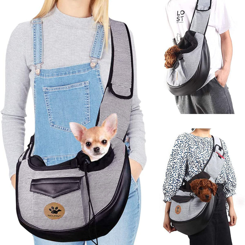 MQUPIN  Pet Carrier Dog Cat Small Puppy Shoulder Bag Travel Tote Hands Free Collapsible Sling Backpack, Grey - PawsPlanet Australia