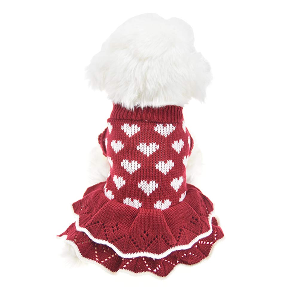 FLAdorepet Small Dog Sweaters Female Girl Red Winter Warm Dog Princess Dress Clothes Dachshund Chihuahua Corgi (XS, Red) XS - PawsPlanet Australia