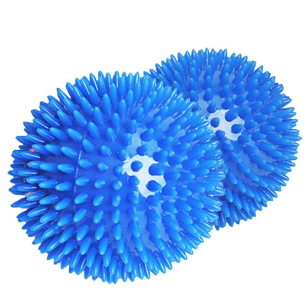 Beylos Durable Pet Puppy Dog Squeaky Chew Ball Toys, Bite Resistant Non-Toxic Soft Natural TPR Rubber, Dog Pet Chew Tooth Cleaning Ring Toy(9cm-2Pcs) 9cm-Blue - PawsPlanet Australia