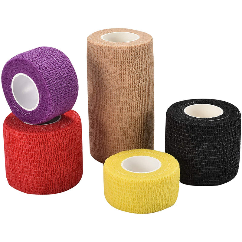 Jalan Self Adherent Bandage, Pet Vet Wrap bulk stretch Tape for Wrist, Ankle Sprains & Swelling, Assorted Color 10 cm + 5 cm + 2.5 cm - PawsPlanet Australia