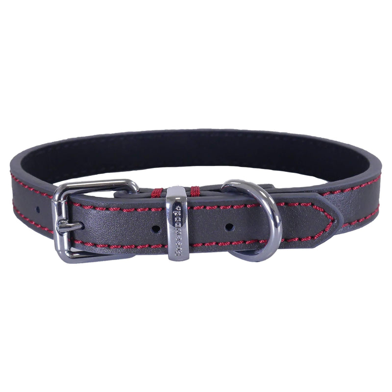 Rosewood Grey leather dog collar 18-22", L - PawsPlanet Australia