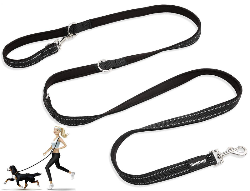 Dog Lead, Hands Free Dog Leash,Multifunctional Dog Rope Training Leads for Running Walking Hiking, adjustable to 4 different lengths Nylon Double Running Lead for Small, Medium or Large Dogs Black - PawsPlanet Australia