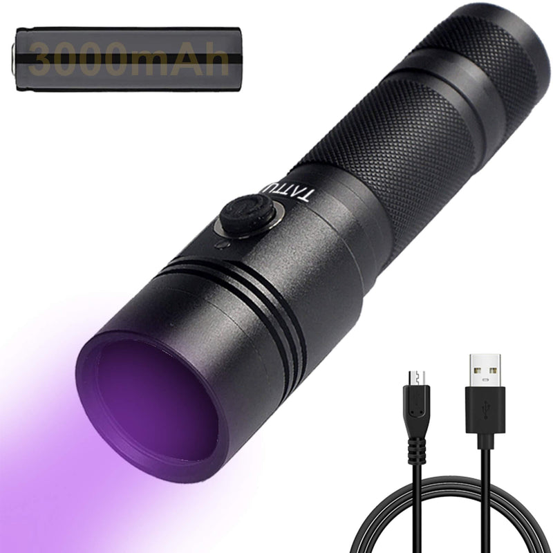 TATTU U1S UV Torch Rechargeable 365nm Black Light Flashlight with ZWB2 Filter, Blacklight 5W Ultraviolet LED Lamp with Micro USB Charging Cable - PawsPlanet Australia