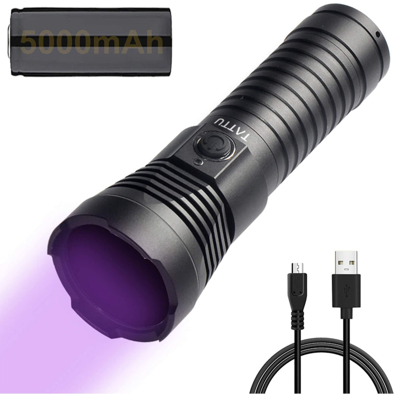 TATTU U3S UV Torch Rechargeable 365nm Black Light Flashlight with ZWB2 Filter, Blacklight 10W Ultraviolet LED Lamp with Micro USB Charging Cable - PawsPlanet Australia