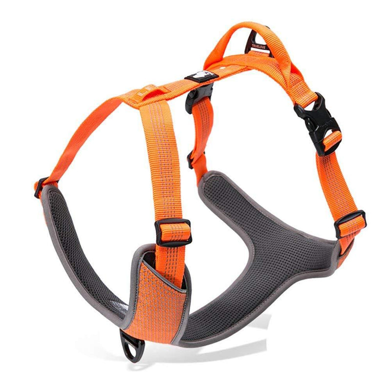 RC GearPro No Pull Dog Harness Outdoor Adventure Reflective Vest with Handle and 2 Leash Attachments Matching Leash Collar for Pet Walking Training Running (M, orange) M - PawsPlanet Australia