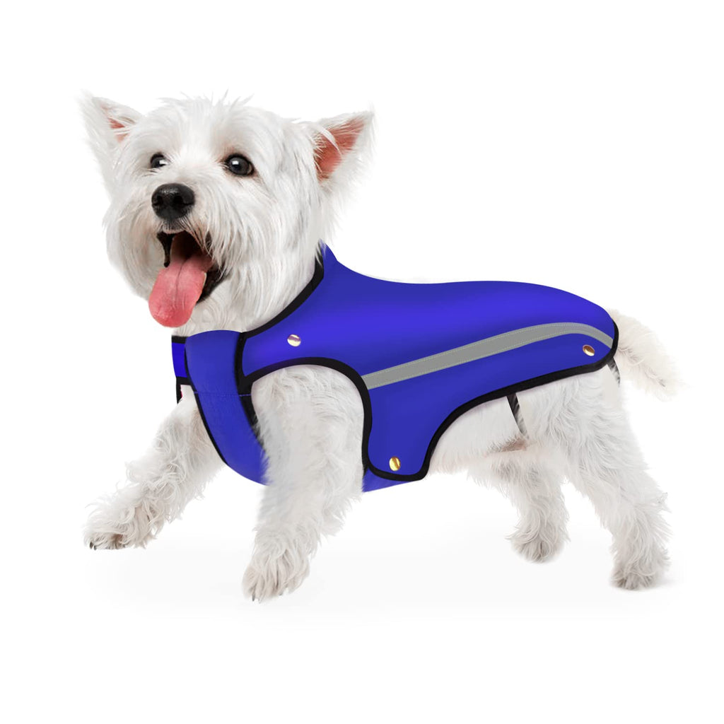 SlowTon Dog Winter Jacket, Detachable Flannel lining Dog Coat Adjustable Neck and Chest Size Pet Vest with Reflective Stripe Waterproof Windproof Snowsuit Keep Warm for Small Medium Large Dogs Blue S - PawsPlanet Australia