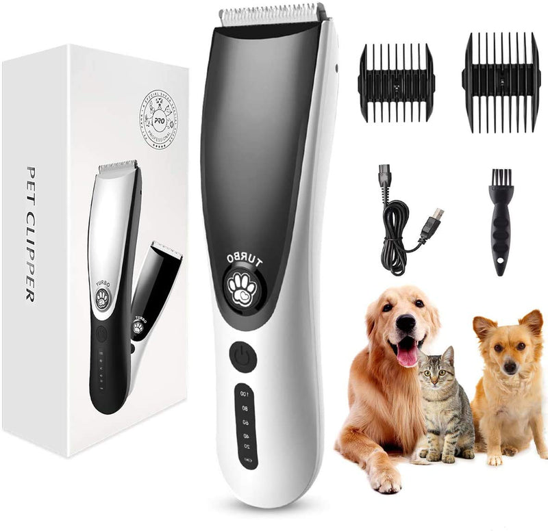 Anera Electric Pet Clippers, LED Display Dog Clippers 2000mAh Lithium Battery USB Rechargeable, Cordless Low Noise Hair Shaver Haircut Machine Pet Hair Trimmer Kit for Dogs and Cats - PawsPlanet Australia