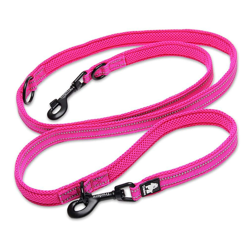 Rantow Strong Long Pet Dogs Lead Training Walking Rope Reflective Hands Free Double Puppy Leash Two Dogs On One Lead with Adjustable 3 Length S Rose - PawsPlanet Australia