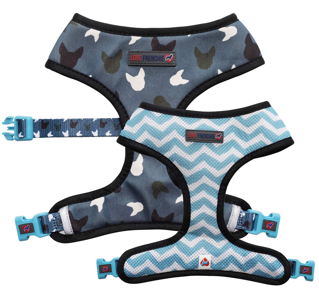 Love Frenchie - French Bulldog Reversible Harness (Medium, Blue La La) Medium - PawsPlanet Australia