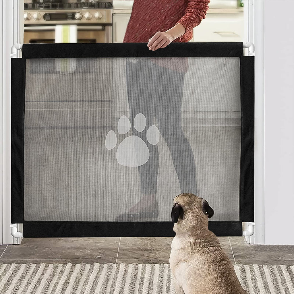 Namsan Dog Gate Pet Safety Guard Magic Gate for Dogs Easy Install& Lockable Dog Stair Barrier 100 X 80 CM Fence for Stairway Doorway Indoor Black - PawsPlanet Australia