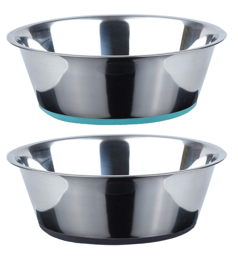 PEGGY11 Deep Stainless Steel Dog Bowls (2 Count) | Nonslip Silicone Bottom Design | Ideal Food and Water Bowls for Small, Medium, and Large Dogs (Each Bowl Holds 720 ML, for Small-Sized Dogs) 720 ml (Pack of 2) 2 Pack: Blue & Grey - PawsPlanet Australia