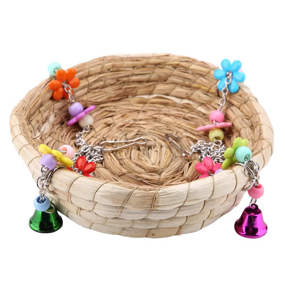 TOPINCN Parrot Swing Nest Safe Straw Durable Safe Non-Toxic Reusable Durable Bird Lovebird Bite Toy Basket Bed Hanging On Birdcage - PawsPlanet Australia