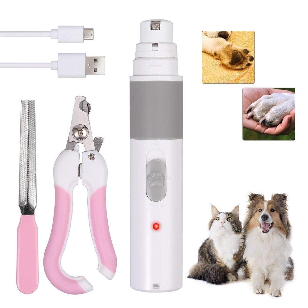 CAMWAY Electric Dog Nail Grinder Painless Pet Nail Trimmer Grooming Trimmer Paws Nail Clipper File Portable & Rechargeable for Small Medium Large Puppy Dogs Cats - PawsPlanet Australia