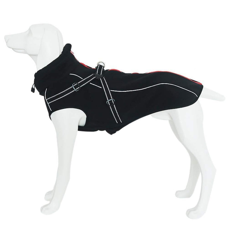 Pethiy Dog Winter Coat - Dog Jacket with Harness - Windproof Dog Vest with Reflective Strips for Medium Large Dogs - Warm and Cozy Dog Sport Vest - Warm Dog Apparel with High Neckline Collar Black M - PawsPlanet Australia