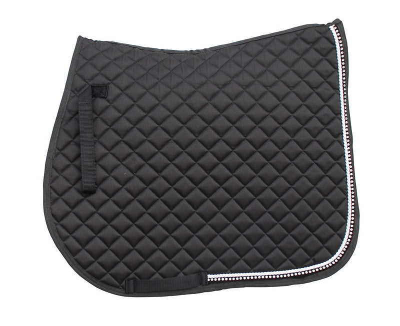 Rhinegold Elite Diamante Trim Saddle Cloth Black Cob - PawsPlanet Australia