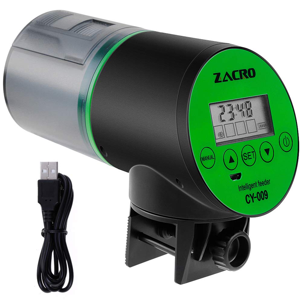 Zacro USB Charger Automatic Fish Feeder Large-capacity lithium battery for Aquarium Fish Tank with LCD Display, Fish Food Dispenser - PawsPlanet Australia